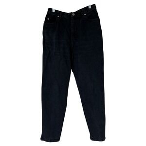 Vintage 80s Sasson Womens‎ Black Mom Jeans Ankle Zip High Rise Cotton Size 12